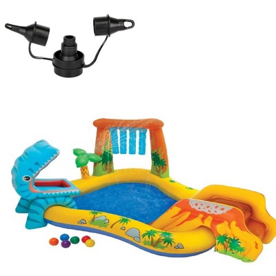 Intex 120V Electric Air Pump & Intex Inflatable Dinosaur Play Center Kids Pool