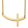 Chisel Stainless Steel Polished Yellow IP-plated Curved Sideways Cross on an 18" Cable Chain Necklace - 2 of 4