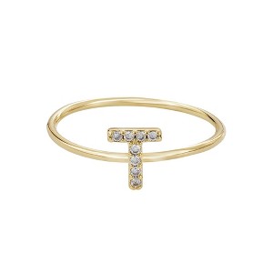 Adornia 14k Gold Plated CZ Pave Initial Ring - 1 of 3