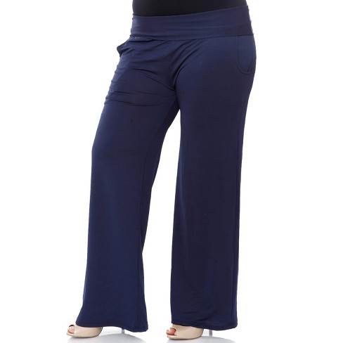 Women's Plus Size Solid Palazzo Pants Navy 3x - White Mark : Target