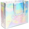 Juvale 4 Pack Reusable Holographic Bags with Handles, Cute Iridescent Bags for Gifts, Shopping and Everyday Use, 14 x 12 x 5 In - 3 of 4