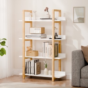 Sevobal Decorative Bookshelf, Modern Bookcase with Sturdy Frame, Floor-standing Bookshelf for Bedroom Living Room Office, White, 31.4"*11.8"*47.2" - 1 of 4