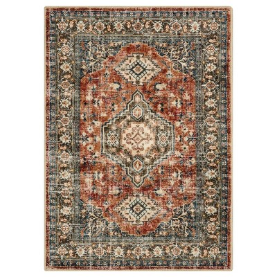 Lahome Persian Medallion Short Pile Velvet Rectangular Indoor Area Rug