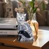 Sagebrook Home 8" Ceramic Cat Sculpture - Contemporary Vintage Style Chinoiserie Blue and White Floral Sitting Cat Statue - Cat Lover Gift - Home and - 3 of 4
