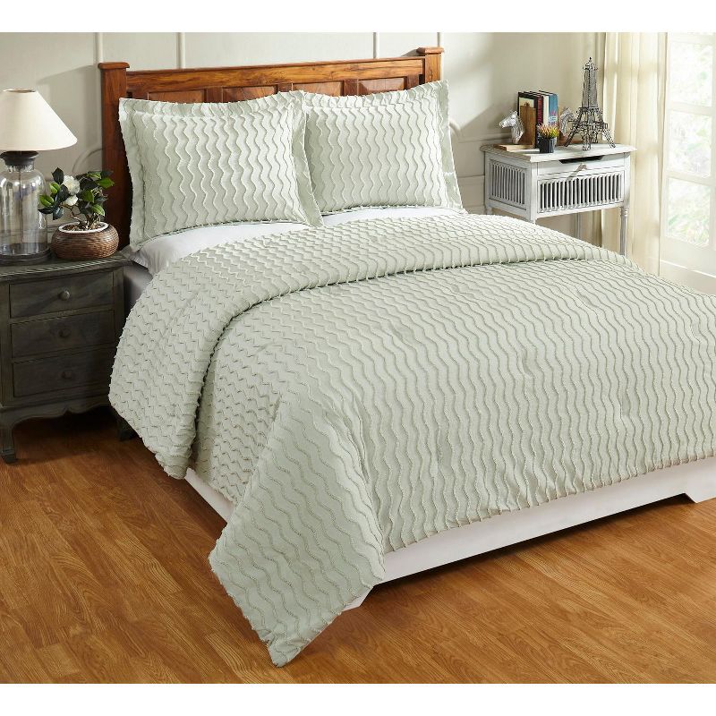King Isabella Comforter 100% Cotton Tufted Chenille Comforter Set Sage - Better Trends, 1 of 7