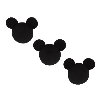 Disney Mickey Mouse Shaped Wall Decor - Black Plush - 3pc