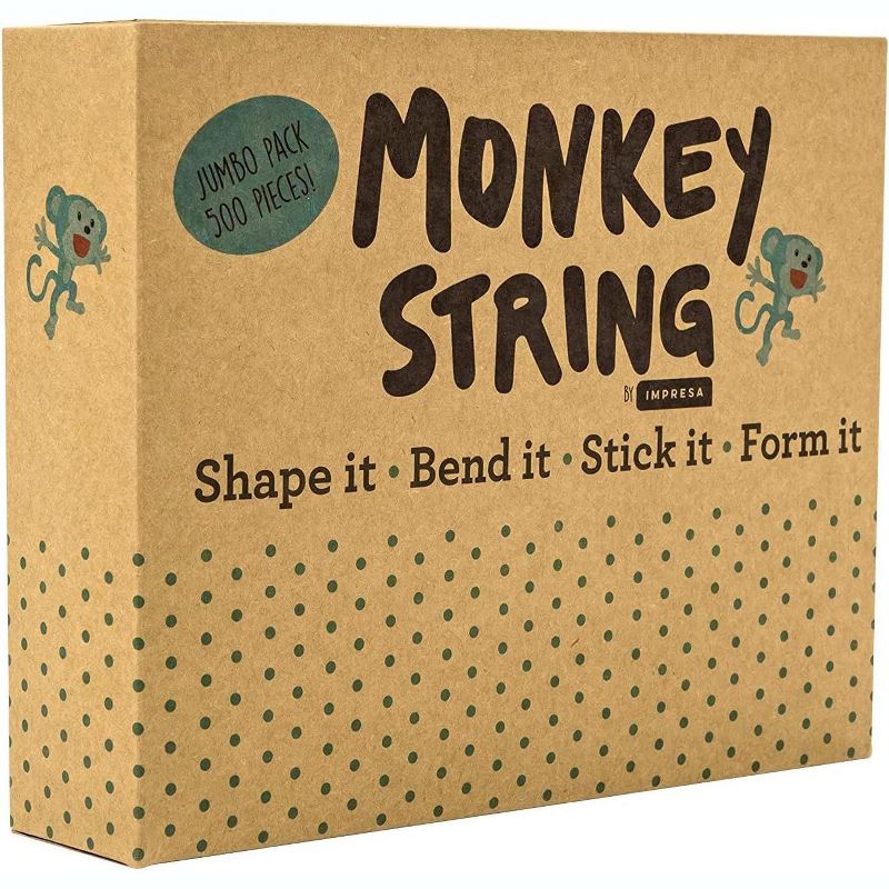 IMPRESA -500 Piece Jumbo Pack Original Monkey String, Bendable, Sticky, 6 inch, Great Toys for Home & Travel, 13 colors, Multicolor, 2 of 8