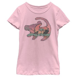 Girl's Lion King Retro Sunset Drawing T-Shirt - 1 of 4