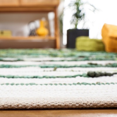 Ivory Ikat Tie-Dye Effect 6' Square Handwoven Cotton Rug
