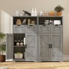 USIKEY Bathroom Cabinet, Storage Cabinet with 2 Adjustable Drawers & Barn Doors, Standing Cupboard with 2 Shelf for Living Room, Home Office, Gray - 4 of 4