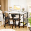 Hooseng Kitchen Island with Storage and Seating, Storage Small Dining Table, Bistro Table and Chairs Set of 2 with5 Shelves with PU Stools, White - 3 of 4