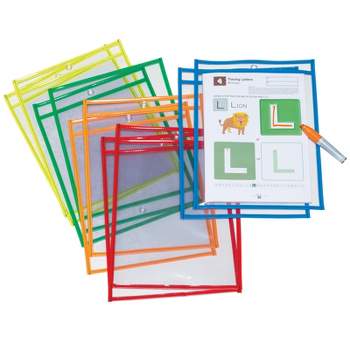 Pacon® Dry Erase Pockets, 5 Assorted Bright Colors, 10" x 13-1/2", 10 Pockets