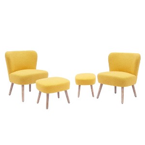WestinTrends 4 Piece Upholstered Boucle Accent Chair and Ottoman Sets - 1 of 4