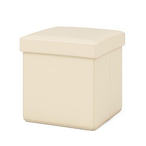 Tangkula Folding Storage Ottoman Upholstered Square Footstool PVC Leather 10.5 Gallon - 1 of 4