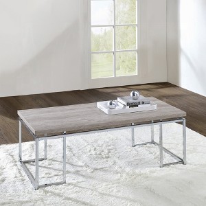 24" Rectangular Coffee Table with Top and Chrome Metal Sled Base for Contemporary Living Room - 1 of 4