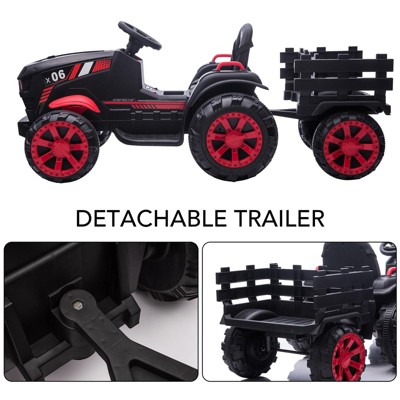 12V Red Kids Ride-On Tractor with Trailer and Dual Motors