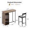 Bar Table and Chairs Set with Wine Rack, Modern Dining Room Table with Triple Storage and Wine Glass Hanging Rack, Space Saving Home Bar Furniture Set - 4 of 4