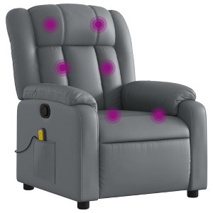 vidaXL Massage Recliner Chair for Elderly - Gray Faux Leather Reclining Armchair with Vibration Massage, Manual Tilt, Comfort Padding - 1 of 4