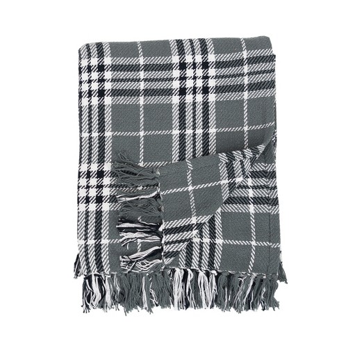 Plaid throw blanket with fringe hot sale