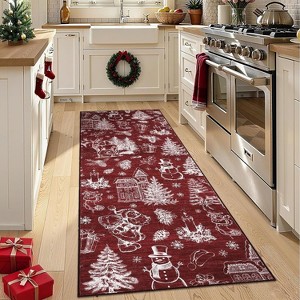 TackView Christmas Rug, Machine Washable Non-Slip Carpet, Rug Soft Low Pile Stain Resistant Throw Rugs for Living Room Hallway - 1 of 4