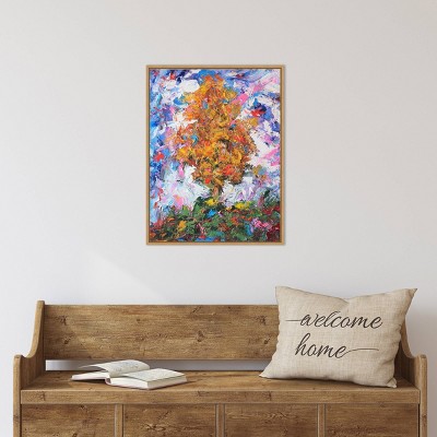 Vibrant Abstract Tree Canvas Wall Art with Float Frame