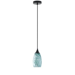 Dewdrop 4.7" Mini Glass Pendant Light, Brown White Marble Glass, Vintage Hanging Ceiling Lamp - 1 of 4