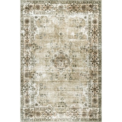 Image of Nuloom Paisley Medallion 8x10 Machine Washable Area Rug for Living Room Bedroom Dining Room Kitchen, Beige/Ivory