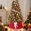 Orieon 33" Red Faux Leather Christmas Tree Collar with White Bow – Adjustable Modern Tree Base Cover for Holiday Decor. - 2 of 4