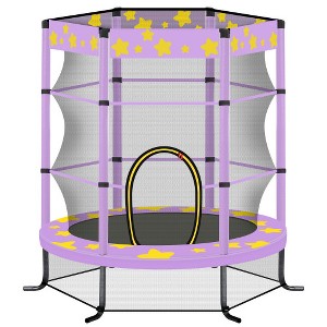 BestParts 55'' Kids Trampoline with Safety Enclosure Net, 4.5FT Indoor & Outdoor Bouncing Fun for Toddlers & Kids - 1 of 4