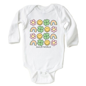 The Juniper Shop SmileyWorld Smiley Clover Daisy Long Sleeve Bodysuit - 1 of 4
