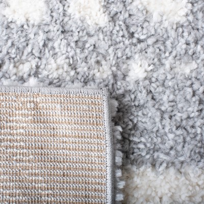 Gray and Ivory Square Shag Area Rug