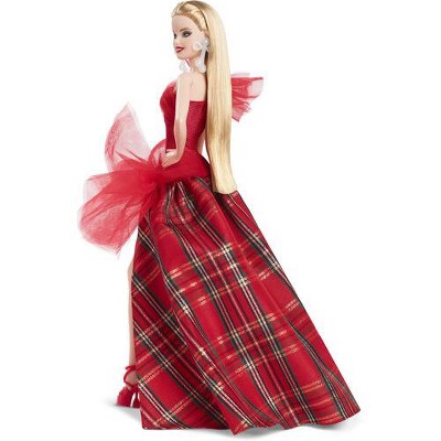 2024 Holiday Barbie Doll with Blonde Hair and Plaid Gown