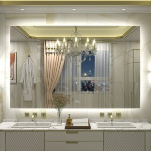 Apmir Super Bright 192 LEDs/m Back LED Lighted Anti-Fog Tempered Glass Bathroom/Vanity Mirror with ETL & 3-Year Warranty - 1 of 4