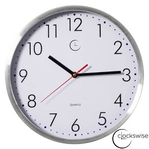Clockswise 12" Waterproof Aluminum Wall Clock Battery Operated Precision Quartz Movement Weather Resistant Metal Frame - 1 of 4