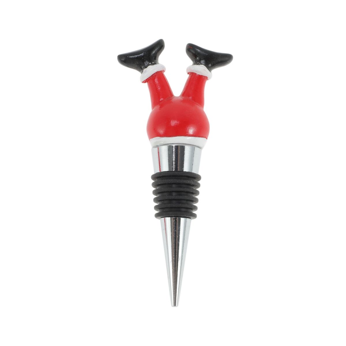 Unique Bargains Santa Claus Bottle Stopper Zinc Alloy Resin Silicone Red White Black Silver Tone 1 Pc