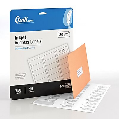 Quill Brand Quill Address Labels; White 1x2-5/8" 750 Labels Comparable to 8160 425244