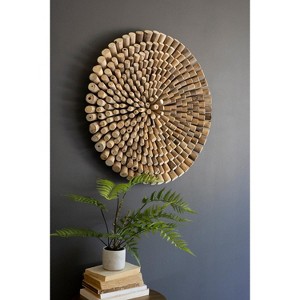 Wall Art - Round Driftwood 3.5" H, Handcrafted Distressed Brown Finish By Kalalou - 1 of 3