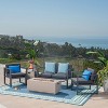 Christopher Knight Home Camiguin Outdoor Aluminum 4 Seater Chat Set with Fire Pit - 2 of 4
