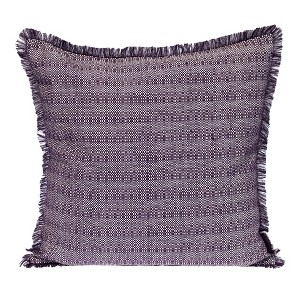 HomeRoots 24" Purple and White Cotton Throw Pillow with Fringe - 1 of 4