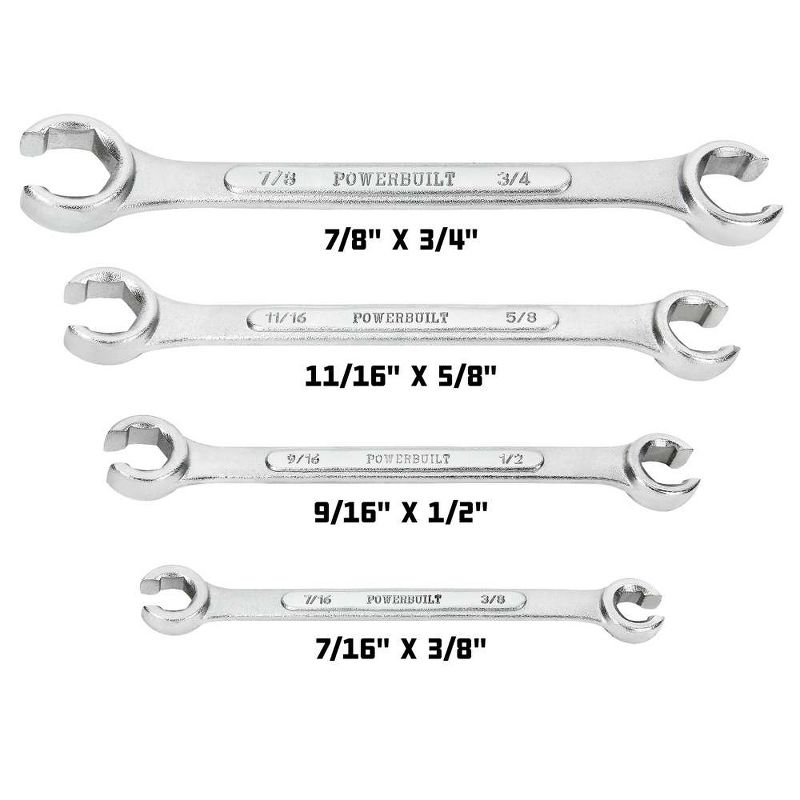 Powerbuilt 4 Piece SAE Flare Nut Wrench Set, 2 of 3