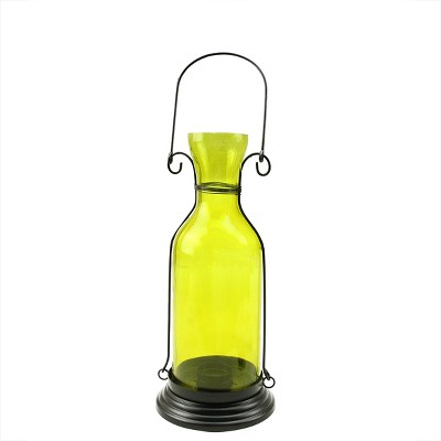 Northlight 12" Transparent Yellow Decorative Glass Bottle Tea Light Candle Lantern