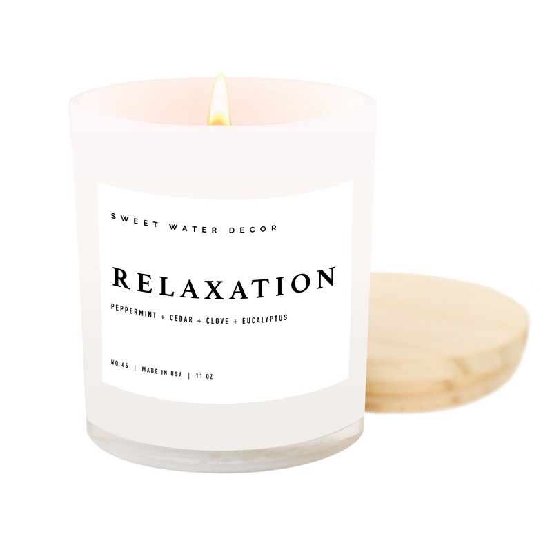 Sweet Water Decor Relaxation 11oz White Jar Soy Candle, 1 of 6