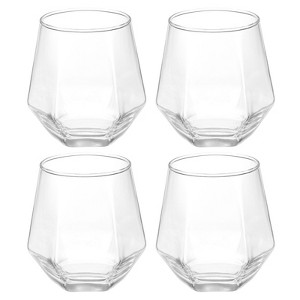 Unique Bargains Stemless Geometric Design Diamond Whiskey Glasses 4 Pcs - 1 of 4