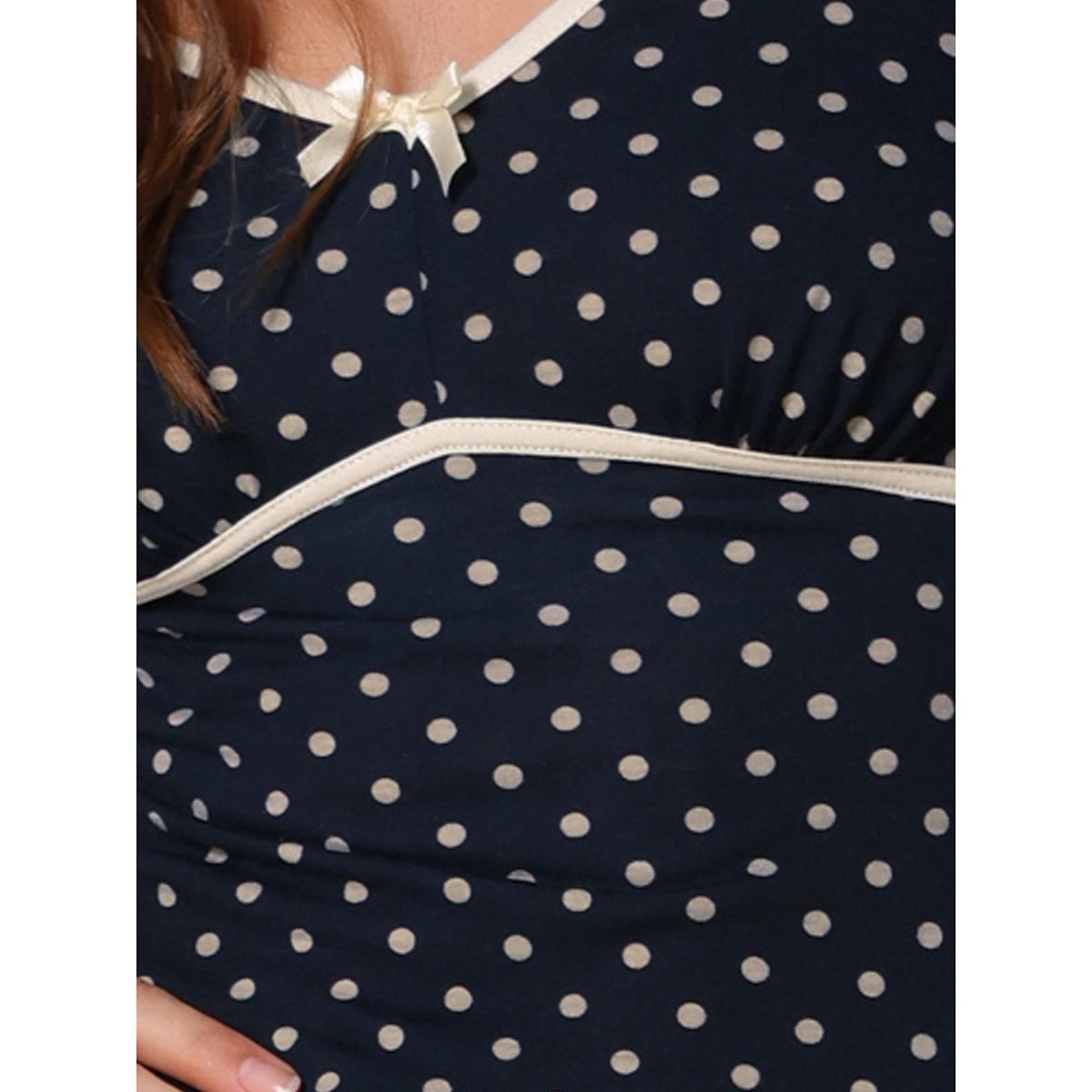 Женские платья INSPIRE CHIC Women's V Neck Cap Sleeve Polka Dots Summer Vintage Classic Midi Dress Small Dark Blue — фото 5