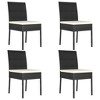 vidaXL Black Patio Dining Chairs – 4 pcs Set, Poly Rattan Material with Powder-Coated Steel - Includes Cream Colored Cushions for Outdoor Use - 2 of 4