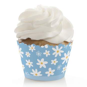Big Dot of Happiness Blue Daisy Flowers - Floral Party Decorations - Party Cupcake Wrappers - Set of 12