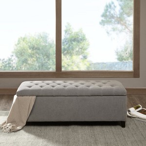 CAVINAS 49" Tufted Storage Ottoman Bench,Footstool with Espresso Birch Legs and Soft-Close Lid,Storage Bench for Bedroom,Living Room,Entryway - 1 of 4
