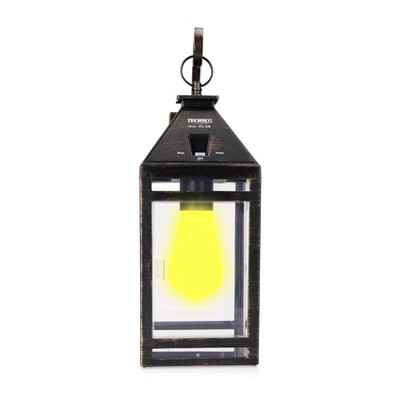 Black Solar LED Hanging Lantern with Wall Bracket