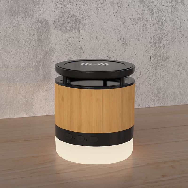 ZTECH Wooden Bamboo Portable Mini Wireless Charger with LED Light, Black, 4 of 5