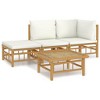 vidaXL Garden Lounge Set Cream White, Natural Bamboo Bamboo, Polyester - 2 of 4